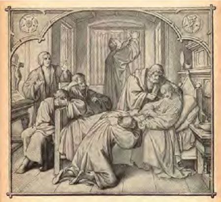 Luther & friend praying at Melancthon’s bedside